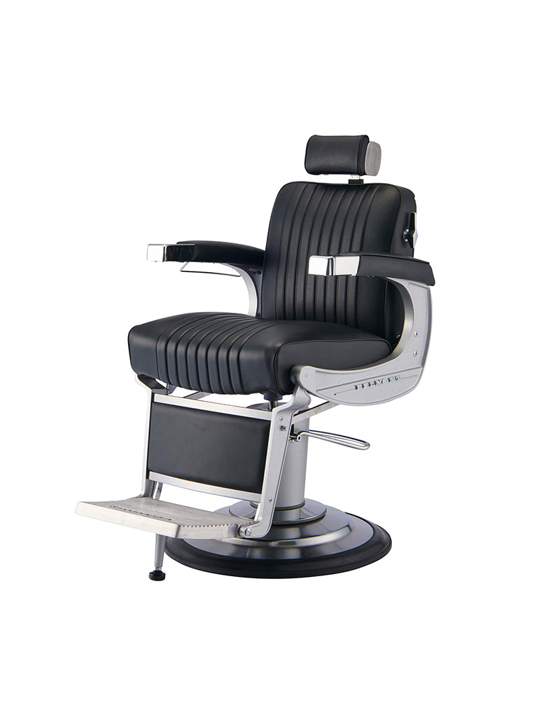 Apollo II - Fauteuil barbier noir avec cadre en fonte